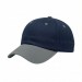 USA-made 6U Navy-Light Gray Brushed Denim baseball cap, 3q view, manufactured in Newark NJ
