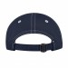 USA-made 6U Navy-White Brushed Denim baseball cap, back view, manufactured in Newark NJ