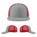 USA-made 6H Light Gray-Red Chino baseball cap, virtual view, manufactured in Newark NJ