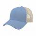 USA-made 6L Light Blue-Khaki Chino baseball cap, 3q view, manufactured in Newark NJ