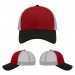 USA-made 6L Red-Black Chino baseball cap, virtual view, manufactured in Newark NJ