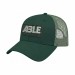 USA-made 6L Hunter Green Chino baseball cap, decorated view, manufactured in Newark NJ