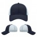 USA-made 6L Navy-White Chino baseball cap, virtual view, manufactured in Newark NJ