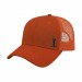 USA-made 6L Orange Chino baseball cap, decorated view, manufactured in Newark NJ