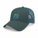 USA-made 6L Hunter Green Chino baseball cap, decorated view, manufactured in Newark NJ