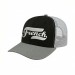 USA-made 6S Black-Light Gray Chino baseball cap, decorated view, manufactured in Newark NJ