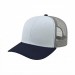 USA-made 6S White-Navy Chino baseball cap, 3q view, manufactured in Newark NJ