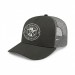 USA-made 6S Dark Gray-Light Gray Chino baseball cap, decorated view, manufactured in Newark NJ