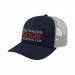 USA-made 6S Navy-White Chino baseball cap, decorated view, manufactured in Newark NJ