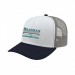 USA-made 6S White-Navy Chino baseball cap, decorated view, manufactured in Newark NJ