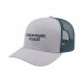 USA-made 6S White-Hunter Green Chino baseball cap, decorated view, manufactured in Newark NJ