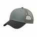 USA-made 6U Light Gray-Black Chino baseball cap, 3q view, manufactured in Newark NJ