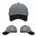 USA-made 6U Light Gray-Black Chino baseball cap, virtual view, manufactured in Newark NJ