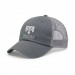 USA-made 6U Light Gray Chino baseball cap, decorated view, manufactured in Newark NJ