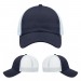 USA-made 6U Navy-White Chino baseball cap, virtual view, manufactured in Newark NJ