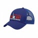 USA-made 6U Royal Blue Chino baseball cap, decorated view, manufactured in Newark NJ