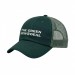 USA-made 6U Hunter Green Chino baseball cap, decorated view, manufactured in Newark NJ