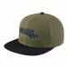 USA-made 6H Khaki-Black Cotton Duck baseball cap, decorated view, manufactured in Newark NJ