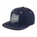 USA-made 6H Navy-White Cotton Duck baseball cap, decorated view, manufactured in Newark NJ
