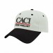USA-made 6L White-Black Cotton Duck baseball cap, decorated view, manufactured in Newark NJ