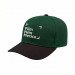 USA-made 6S Hunter Green-Black Cotton Duck baseball cap, decorated view, manufactured in Newark NJ