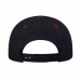 USA-made 6U Black-Red Cotton Duck baseball cap, back view, manufactured in Newark NJ