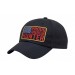 USA-made 6U Black Cotton Duck baseball cap, decorated view, manufactured in Newark NJ