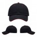 USA-made 6U Black-Red Cotton Duck baseball cap, virtual view, manufactured in Newark NJ