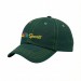 USA-made 6U Hunter Green-Khaki Cotton Duck baseball cap, decorated view, manufactured in Newark NJ