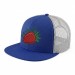 USA-made 6H Royal Blue-Light Gray Polycotton Twill baseball cap, decorated view, manufactured in Newark NJ
