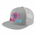 USA-made 6H Light Gray Polycotton Twill baseball cap, decorated view, manufactured in Newark NJ