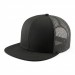 USA-made 6H Black Polycotton Twill baseball cap, 3q view, manufactured in Newark NJ