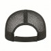 USA-made 6H Black Polycotton Twill baseball cap, back view, manufactured in Newark NJ