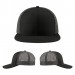 USA-made 6H Black Polycotton Twill baseball cap, virtual view, manufactured in Newark NJ