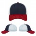USA-made 6L Navy-Red Polycotton Twill baseball cap, virtual view, manufactured in Newark NJ
