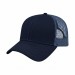 USA-made 6L Navy Polycotton Twill baseball cap, 3q view, manufactured in Newark NJ
