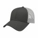 USA-made 6L Dark Gray-White Polycotton Twill baseball cap, 3q view, manufactured in Newark NJ