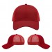 USA-made 6L Red Polycotton Twill baseball cap, virtual view, manufactured in Newark NJ
