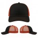 USA-made 6S Black-Orange Polycotton Twill baseball cap, virtual view, manufactured in Newark NJ