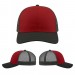 USA-made 6S Red-Black Polycotton Twill baseball cap, virtual view, manufactured in Newark NJ