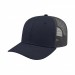 USA-made 6S Navy Polycotton Twill baseball cap, 3q view, manufactured in Newark NJ