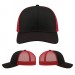 USA-made 6S Black-Red Polycotton Twill baseball cap, virtual view, manufactured in Newark NJ