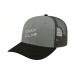 USA-made 6S Light Gray-Black Polycotton Twill baseball cap, decorated view, manufactured in Newark NJ