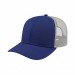 USA-made 6S Royal Blue-White Polycotton Twill baseball cap, 3q view, manufactured in Newark NJ