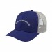 USA-made 6S Royal Blue-White Polycotton Twill baseball cap, decorated view, manufactured in Newark NJ