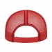 USA-made 6S Red Polycotton Twill baseball cap, back view, manufactured in Newark NJ