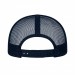 USA-made 6U White-Navy Polycotton Twill baseball cap, back view, manufactured in Newark NJ