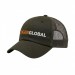 USA-made 6U Olive Polycotton Twill baseball cap, decorated view, manufactured in Newark NJ