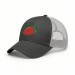 USA-made 6U Dark Gray-White Polycotton Twill baseball cap, decorated view, manufactured in Newark NJ