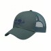 USA-made 6U Hunter Green Polycotton Twill baseball cap, decorated view, manufactured in Newark NJ